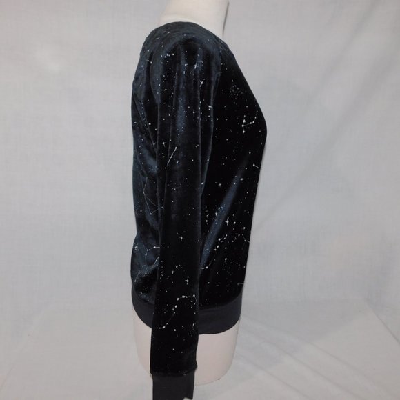 Suzy Shier Women S Black White Space Constellations Velour Long Sleeve Top shirt - Picture 7 of 10